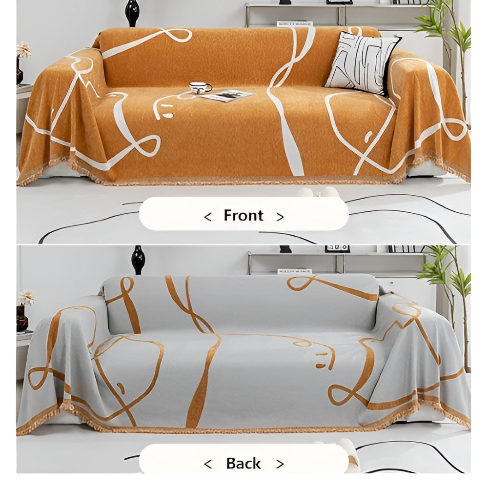 Skanto | Abstrakt Linje Reversible Chenille Sofa Cover