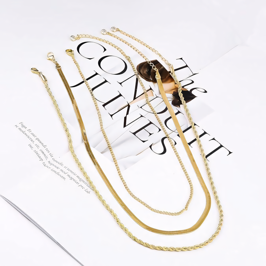 Skanto | 3pc Klassisk Halskjede Choker Stabel