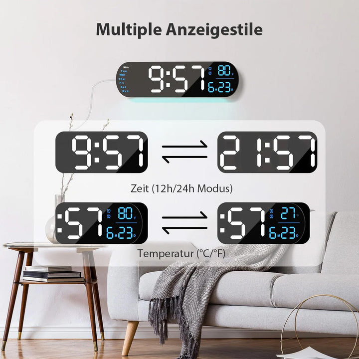 Saker multifunksjonelt klokke med LED-skjerm | Skanto