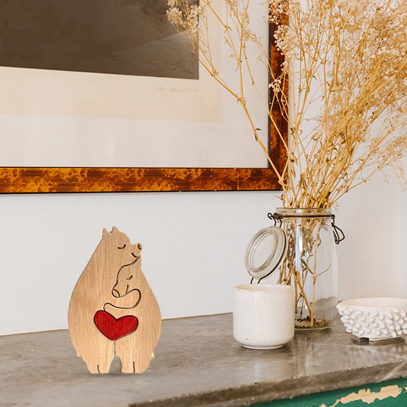 Skanto | Søtt dyrefamilie ornament, tre puslespill figur - 🎁Kjærlighetsgave