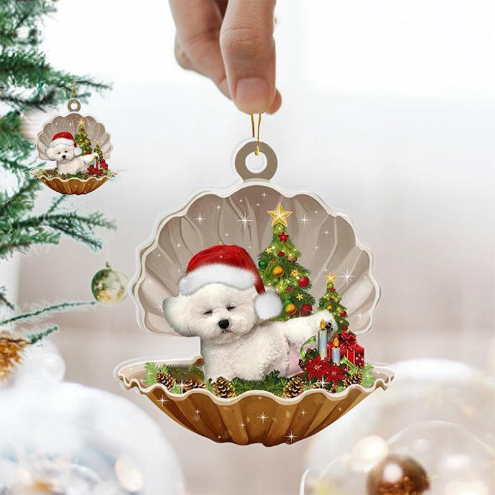 Skanto | Fransk Bulldog - Sovende Perle i Jule Dobbel Ornament