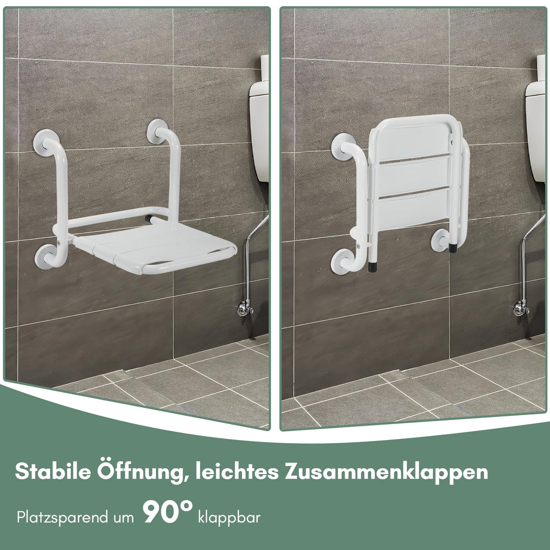 Foldbar dusjsete med armlener veggmontert | Skanto