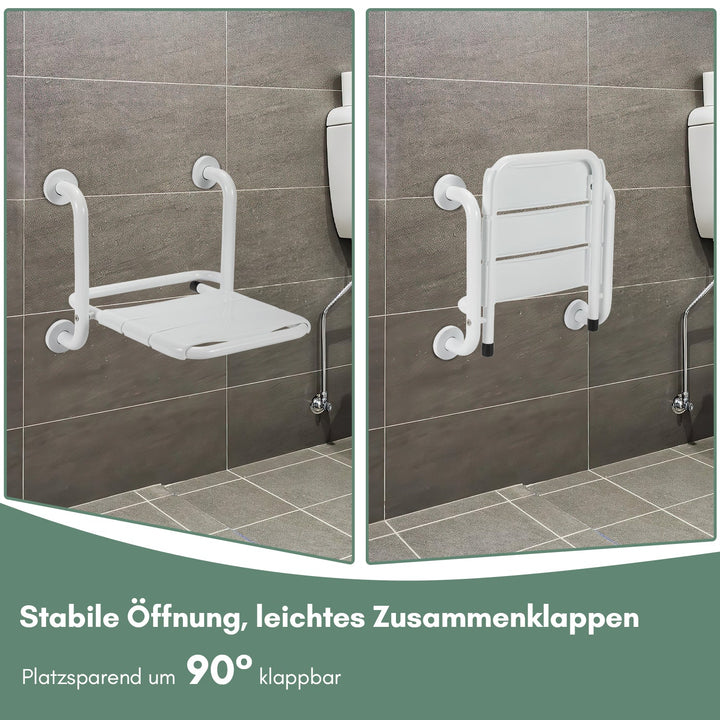 Foldbar dusjsete med armlener veggmontert | Skanto