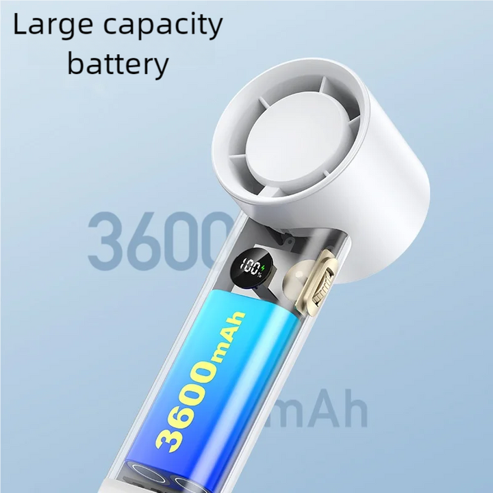 3600mAh USB Oppladbar Håndholdt Vifte med LED Lampe | Skanto