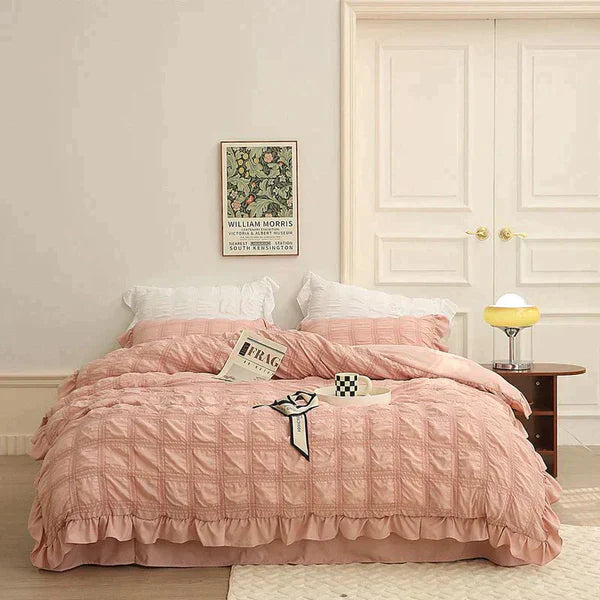 Icy Seersucker Sommer Kjøl Quilt Blonde 4-delt Sett | Skanto