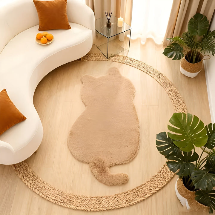 Lite katteformet teppe – mykt og kosete | Perfekt til sofa, hylle eller kommode
