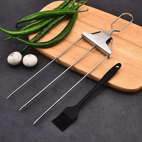 Skanto | Rustfritt Stål 3-Prong BBQ Grill Spyd