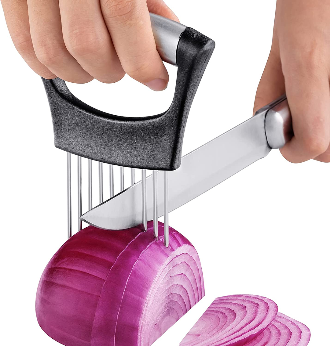 Rustfritt stål løk cutter holder, mat skjærer assistent tomatskjærer holder | Skanto