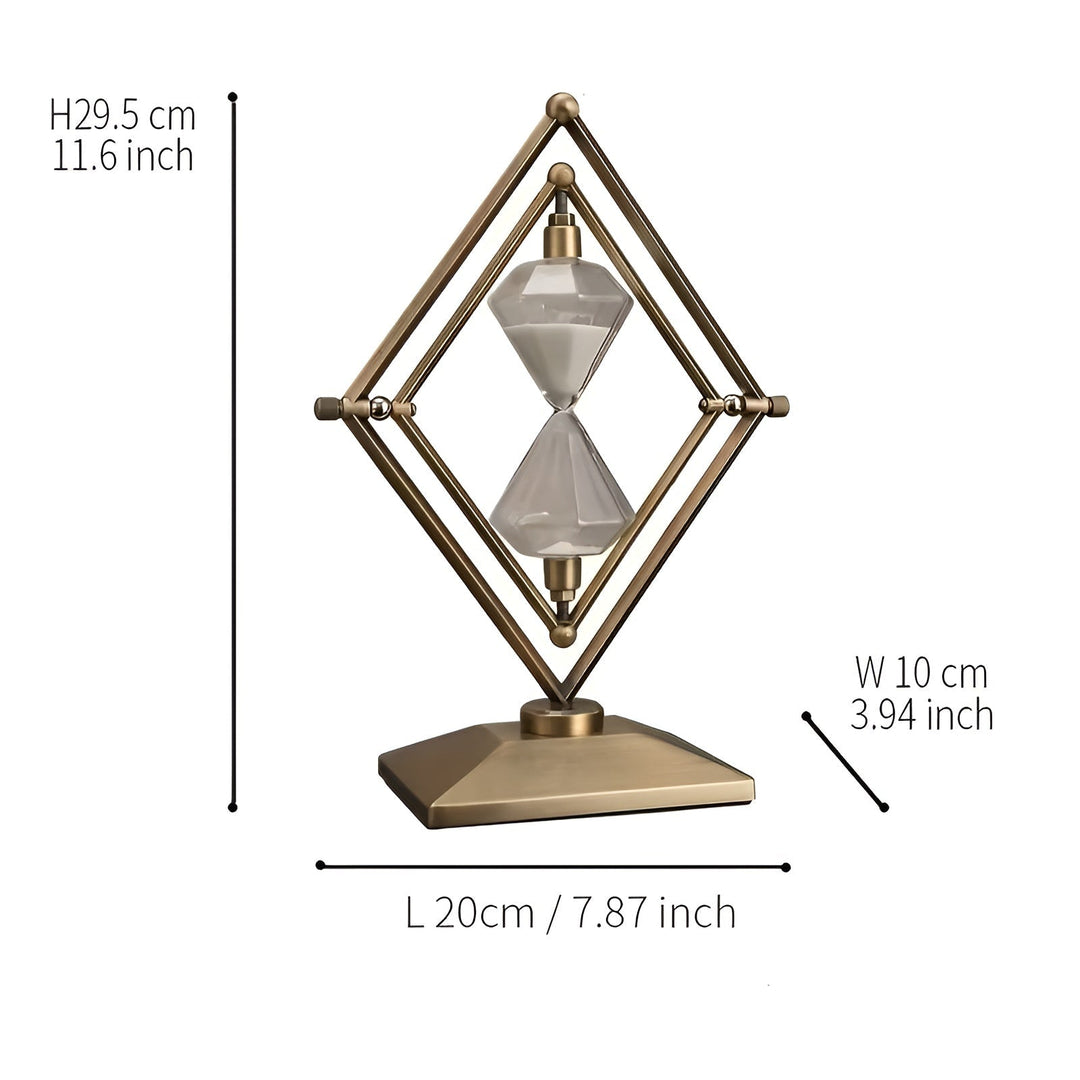 Timeglass med geometrisk metallramme – Dekorativ og avslappende | Med hvit sand som meditasjonstimer | Skanto