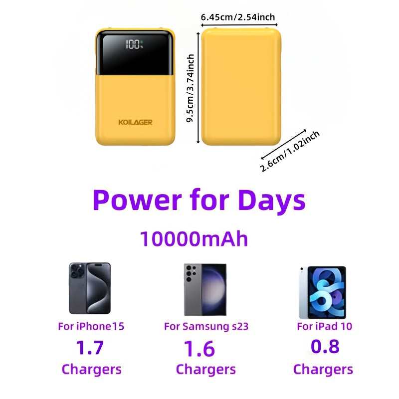 Powerbank 10000mAh Mini med Display | Skanto