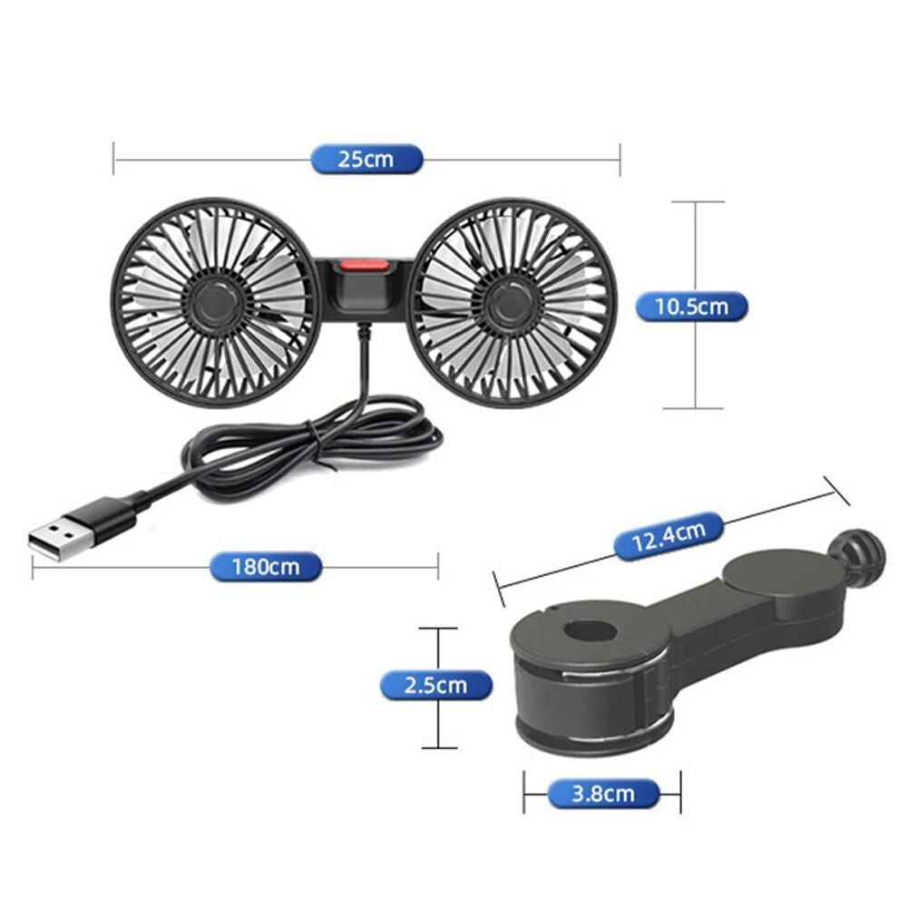 Dual Head USB Bilvifte med 360° Rotasjon for 12V/24V Kjøretøy | Skanto