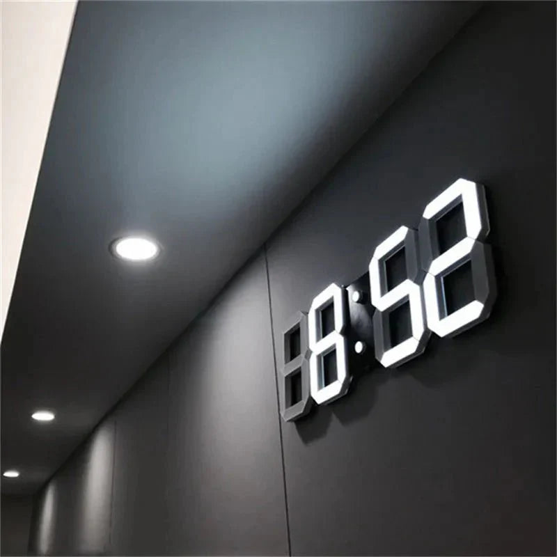 Skanto | LumiSync 3D LED Veggklokke – Moderne Digital Klokke med Dimmer Belysning