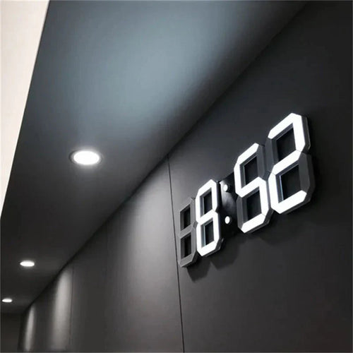 Skanto | LumiSync 3D LED Veggklokke – Moderne Digital Klokke med Dimmer Belysning