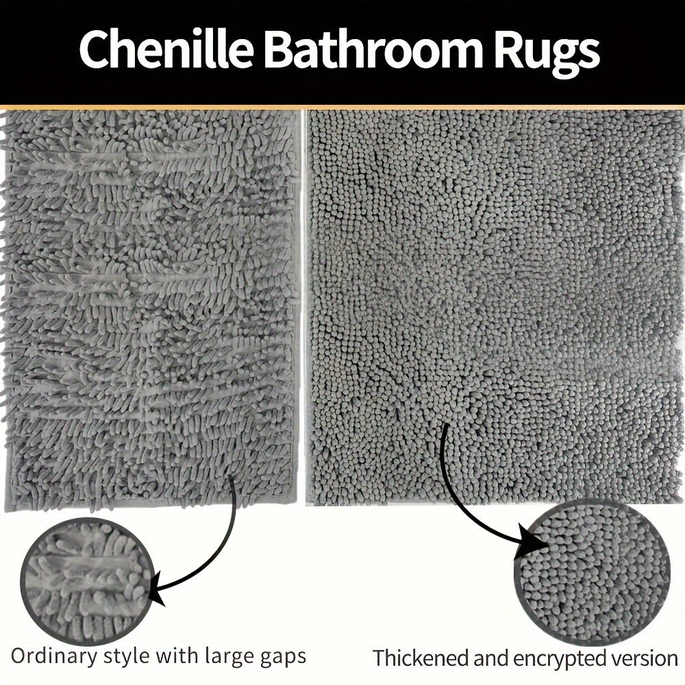 Rund LuxeChen Badmat Ultra-Myk Chenille – Antiskli & Hur tørk | Skanto