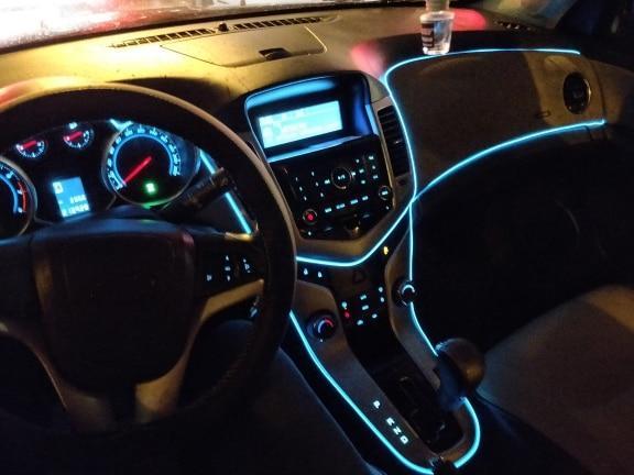 Skanto | 5m bilinteriør tilbehør atmosfære lampe EL kaldt lys linje med USB DIY dekorativ dashbord konsoll dør LED ambient lys