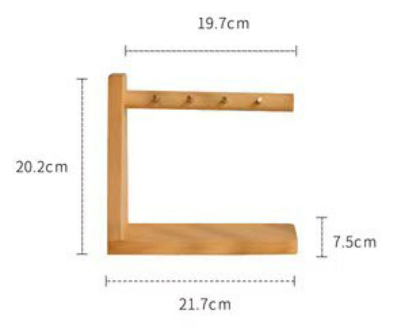 Skanto | Solid Wood Nøkkelorganisator med 6 Nøkkelhaker og Oppbevaringsplattform, Ingen Installasjon Kreves, Egnet for Oppbevaring av Nøkler, Briller, Lommebøker og Mer