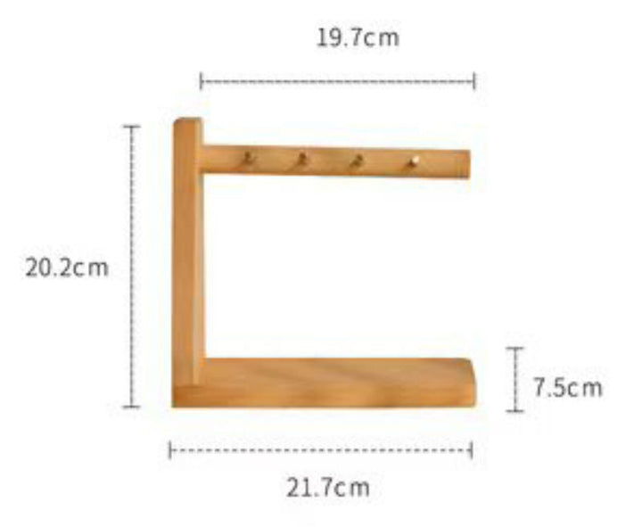 Skanto | Solid Wood Nøkkelorganisator med 6 Nøkkelhaker og Oppbevaringsplattform, Ingen Installasjon Kreves, Egnet for Oppbevaring av Nøkler, Briller, Lommebøker og Mer