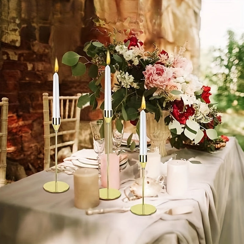 Skanto | MajesticFlicker – Sofistikert svart og gull lysestake sett for elegante anledninger