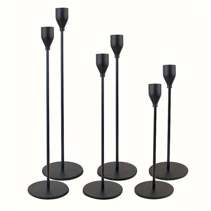 Skanto | MajesticFlicker – Sofistikert svart og gull lysestake sett for elegante anledninger