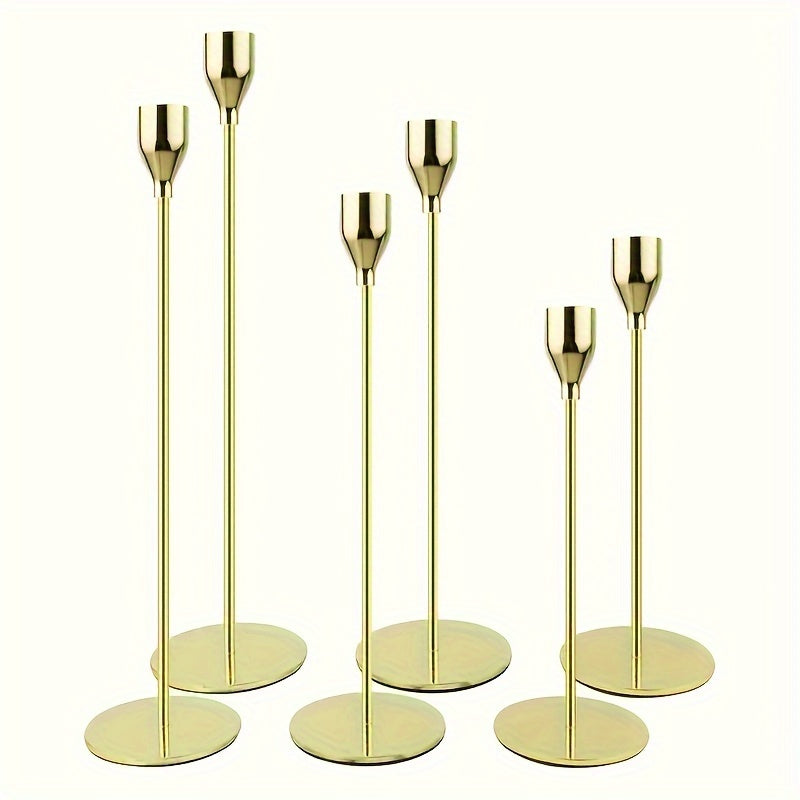 Skanto | MajesticFlicker – Sofistikert svart og gull lysestake sett for elegante anledninger