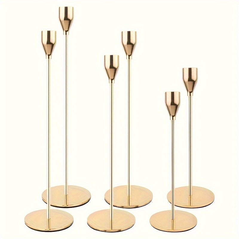 Skanto | MajesticFlicker – Sofistikert svart og gull lysestake sett for elegante anledninger