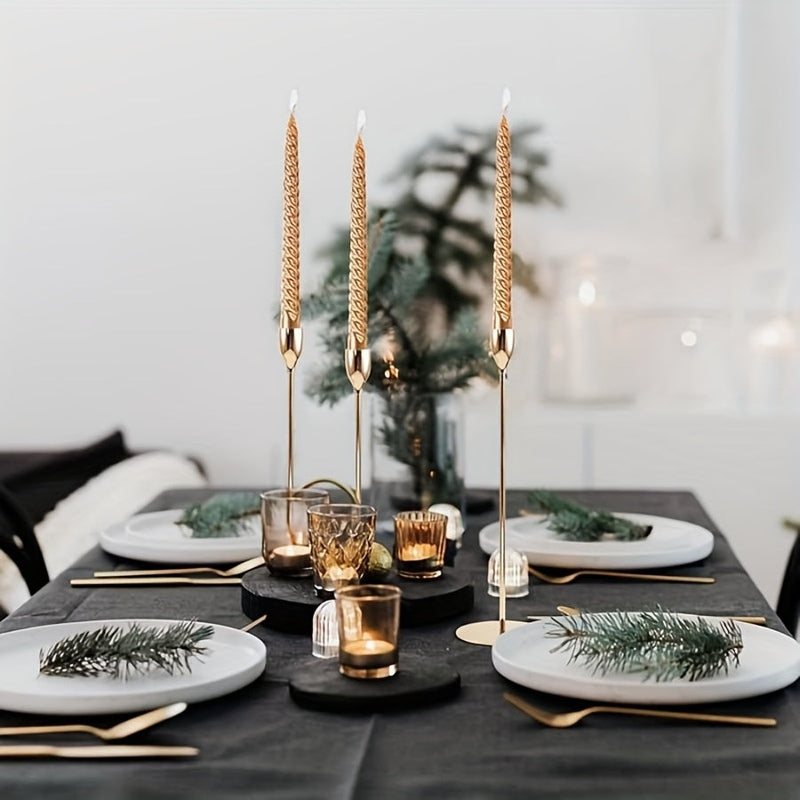 Skanto | MajesticFlicker – Sofistikert svart og gull lysestake sett for elegante anledninger