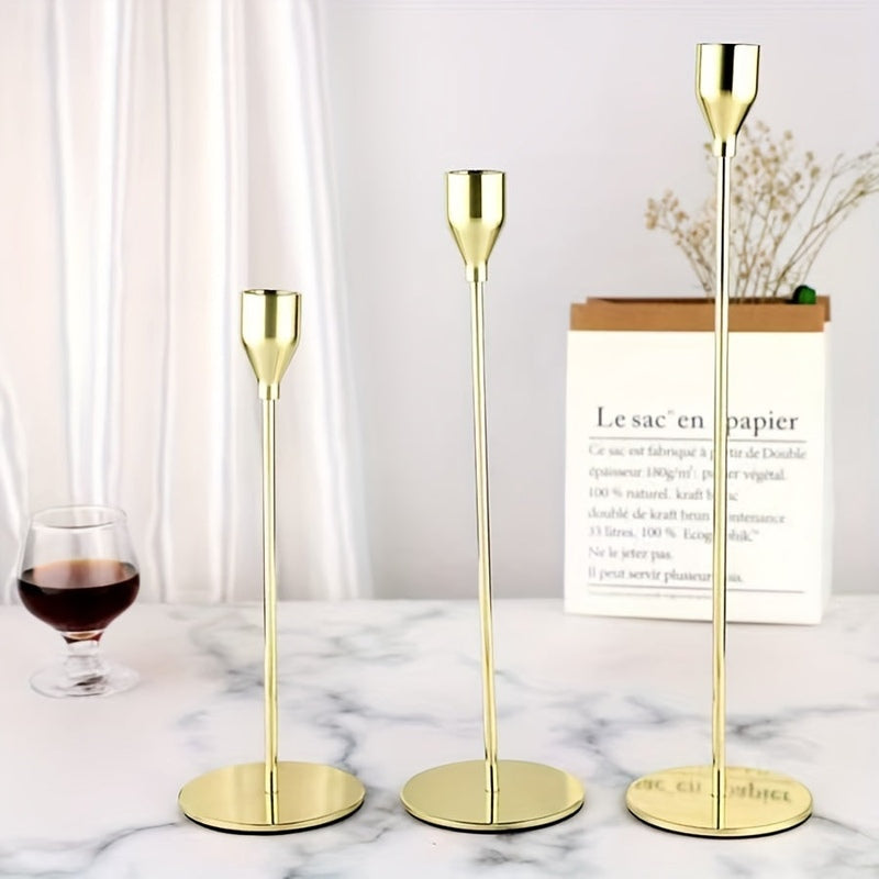 Skanto | MajesticFlicker – Sofistikert svart og gull lysestake sett for elegante anledninger