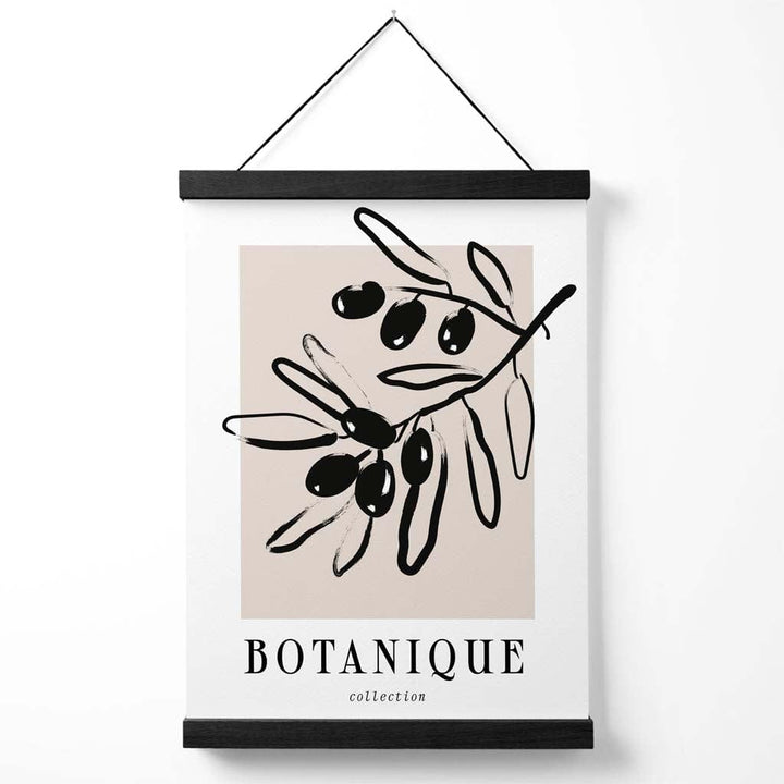 Beige-svart olivengrønn bohemsk blomsterplakat med oppheng