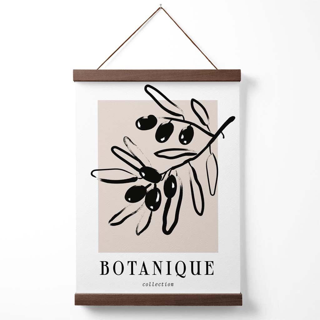 Beige-svart olivengrønn bohemsk blomsterplakat med oppheng