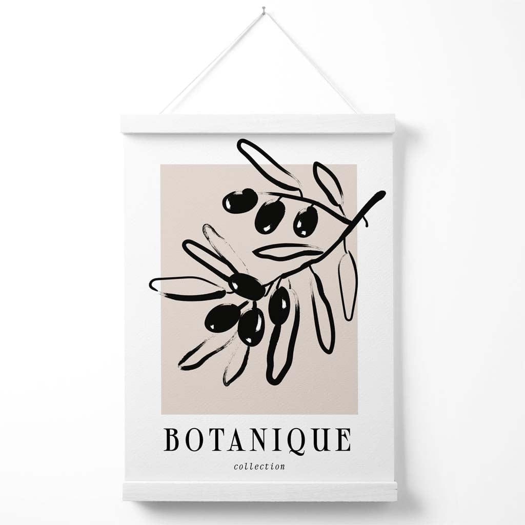 Beige-svart olivengrønn bohemsk blomsterplakat med oppheng