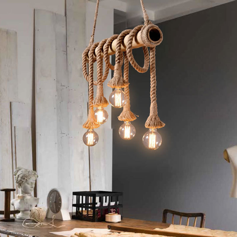 Skanto | Industriell Justerbar Taklampe laget av Bambus med Tau