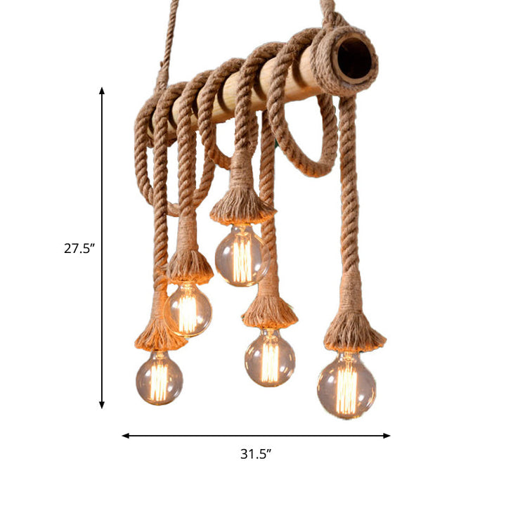 Skanto | Industriell Justerbar Taklampe laget av Bambus med Tau
