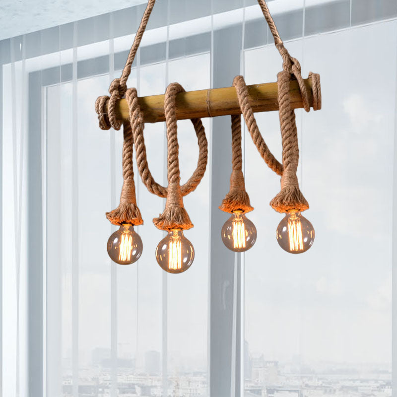Skanto | Industriell Justerbar Taklampe laget av Bambus med Tau
