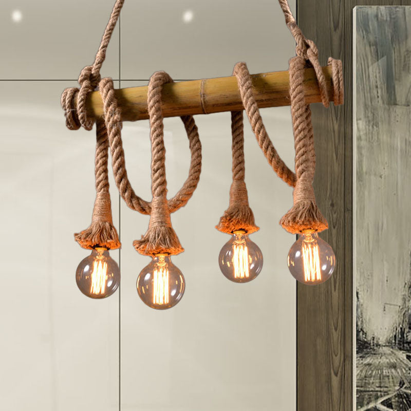 Skanto | Industriell Justerbar Taklampe laget av Bambus med Tau