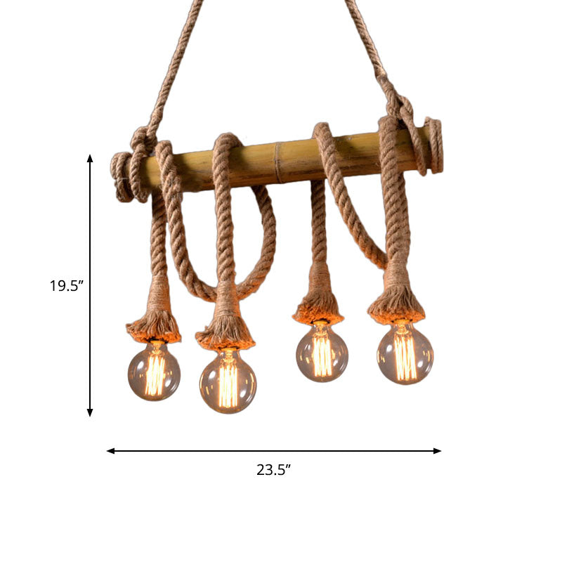 Skanto | Industriell Justerbar Taklampe laget av Bambus med Tau