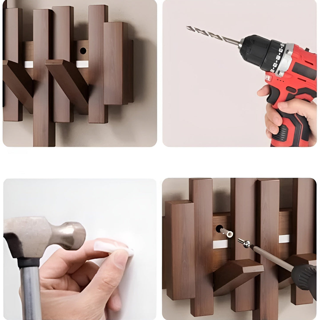 Stilig garderobe i tre – FlexiSkanto magnetiske kroker for bedre organisering | Ideell for soverommet