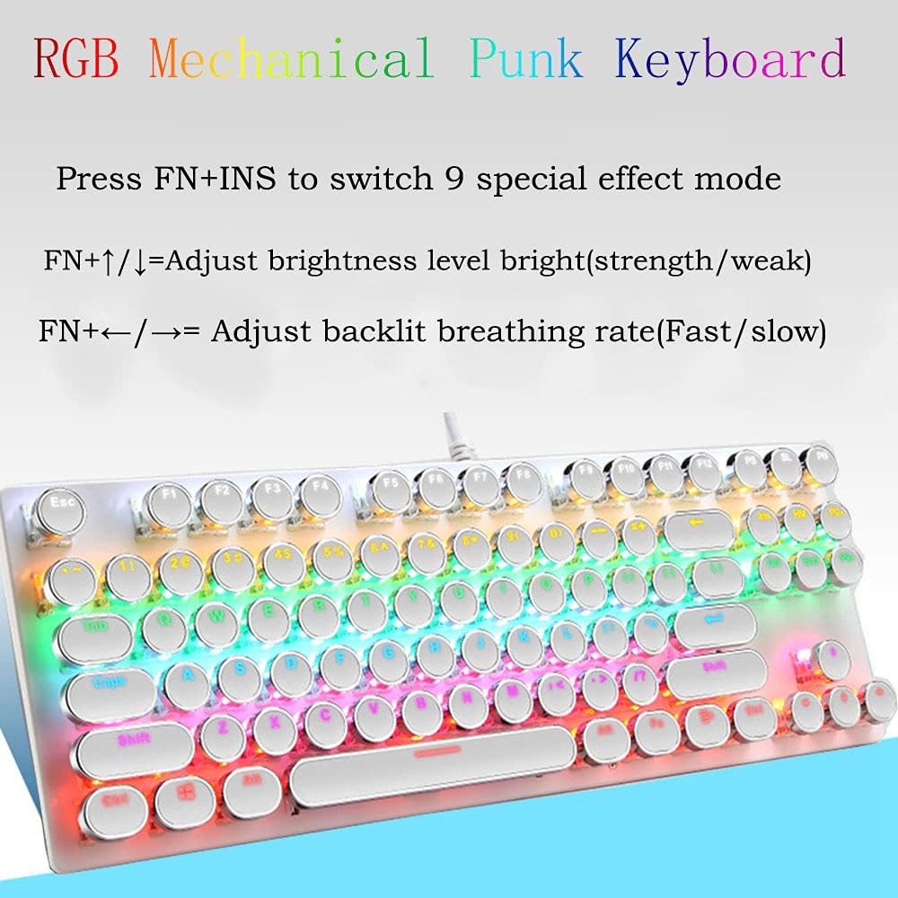 Skanto | 87-Tast Mekanisk Gaming Tastatur RGB Bakgrunnsbelyst Blå Bryter