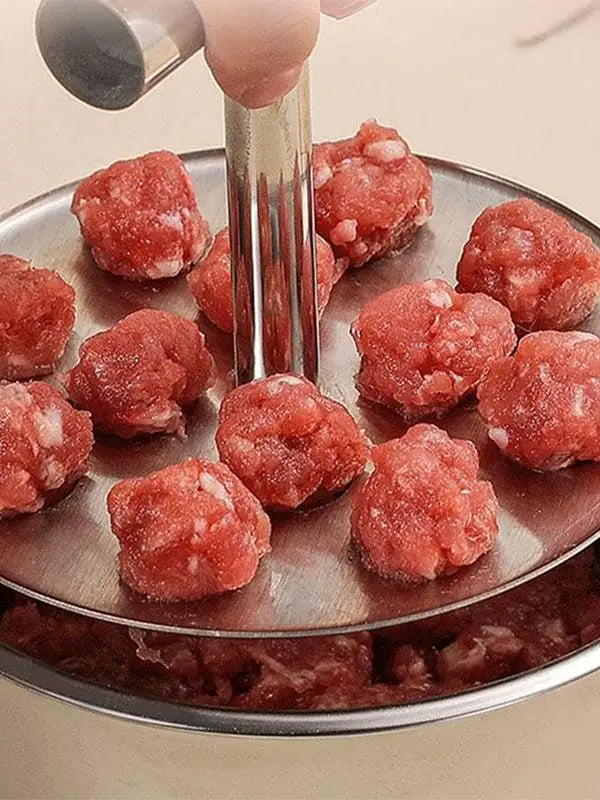 6/12 Hull Rustfritt Stål Håndpresset Kjøttbolleformesmaker | Skanto