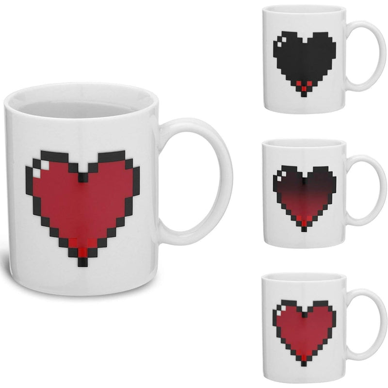 Pixel Heart Magic Varmefølsom Fargeendrende Keramisk Kaffekopp | Skanto