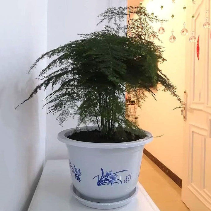 Skanto | Plastblomsterkrukke med bambusmotiv – Elegant planter for balkong og hage