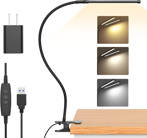 Frendorf | 77 LED Skrivebord Klemme Lampe med USB Strøm & Fleksibel Gåsnek – Serava