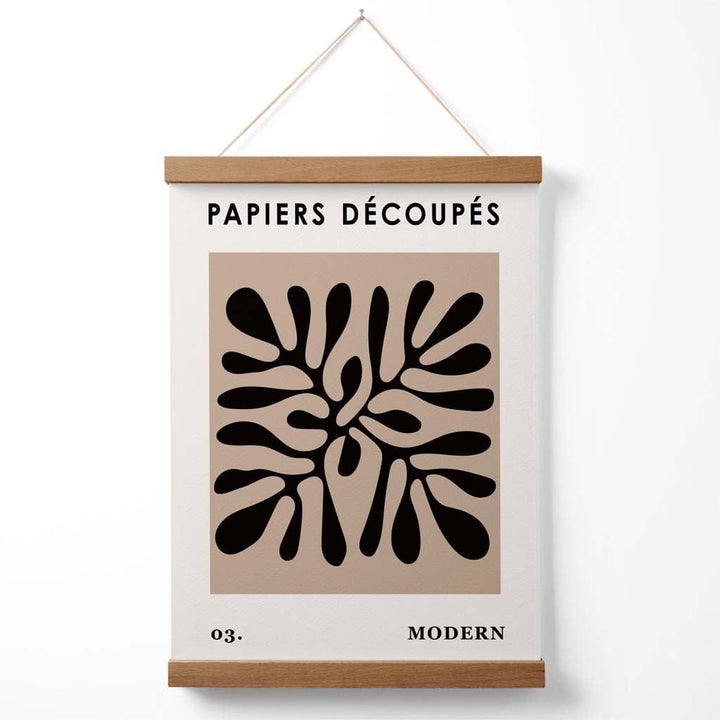 Beige og svart Matisse-stil plakat med blomsterutklipp og oppheng