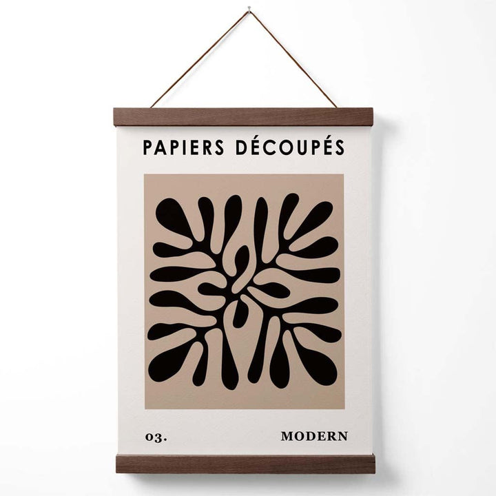 Beige og svart Matisse-stil plakat med blomsterutklipp og oppheng
