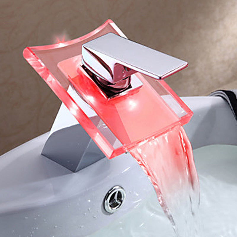 Skanto | 1-Lever Vanity Blandet Krane 1-Hull Kobber Vask Krane med LED-Belysning