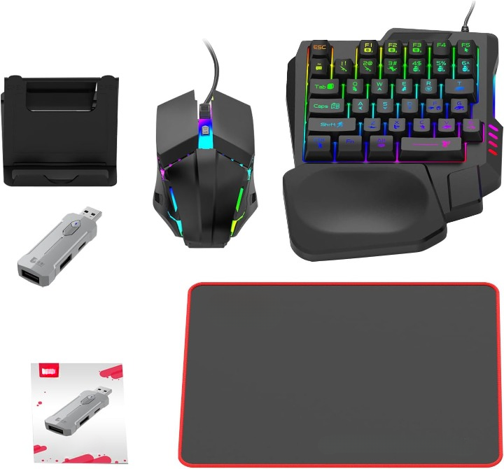 Skanto | RGB Gaming Tastatur og Mus Combo – Ergonomisk Kontroller Adapter Sett – Zyvorn