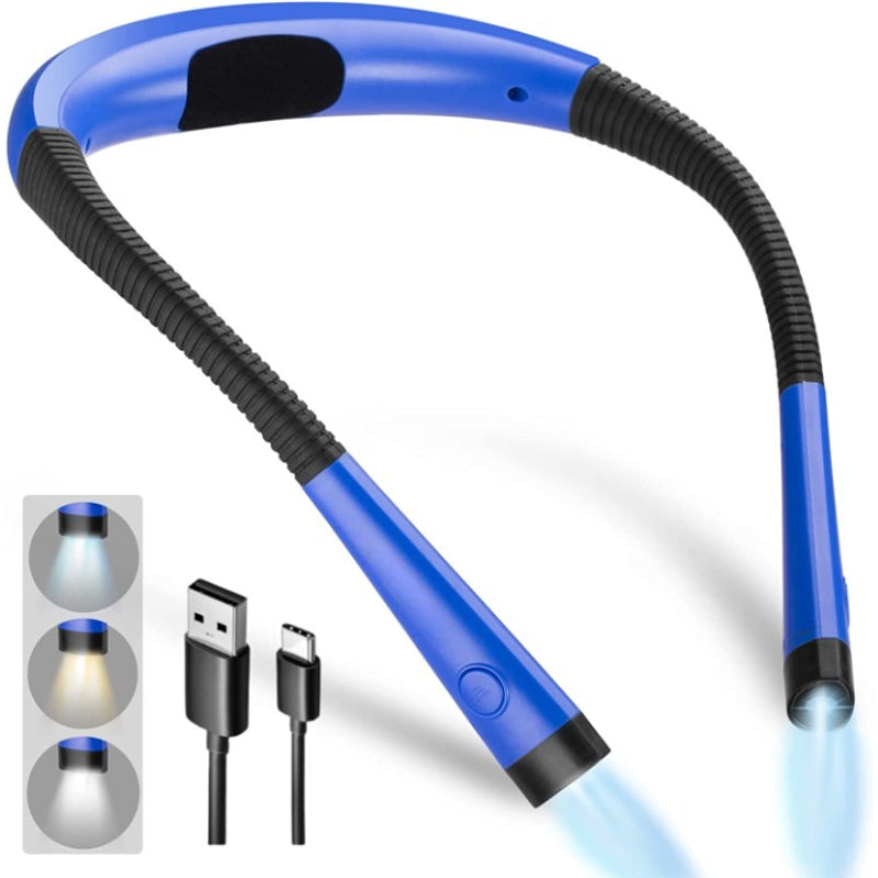 LED-leselampe, egnet for lesing og opplesing, 3 farger, 6 lysalternativer, fleksibel arm, bærbar, holdebar, perfekt for lesing, lesing, camping, reparasjon