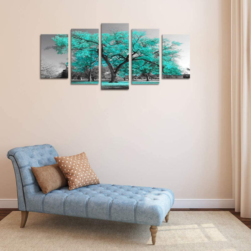 5-Piece Teal Green Canvas Wall Art Painting | Skanto