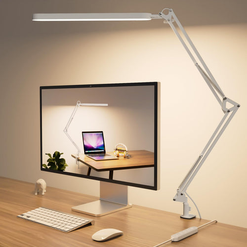 Skanto | Skyleo Led Skrivebordslampe - 31.5'' Skrivebordslys - 5 Fargemodi X 11 Lysstyrkenivåer - Justerbar Svingarm - Timer & Minnefunksjon