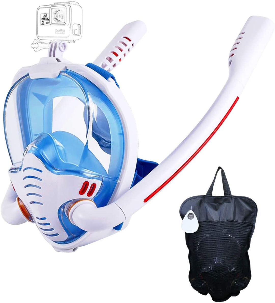 Snorkelmaske med antidugg-tørkler, 180-klassinger panoramaautsikt HD