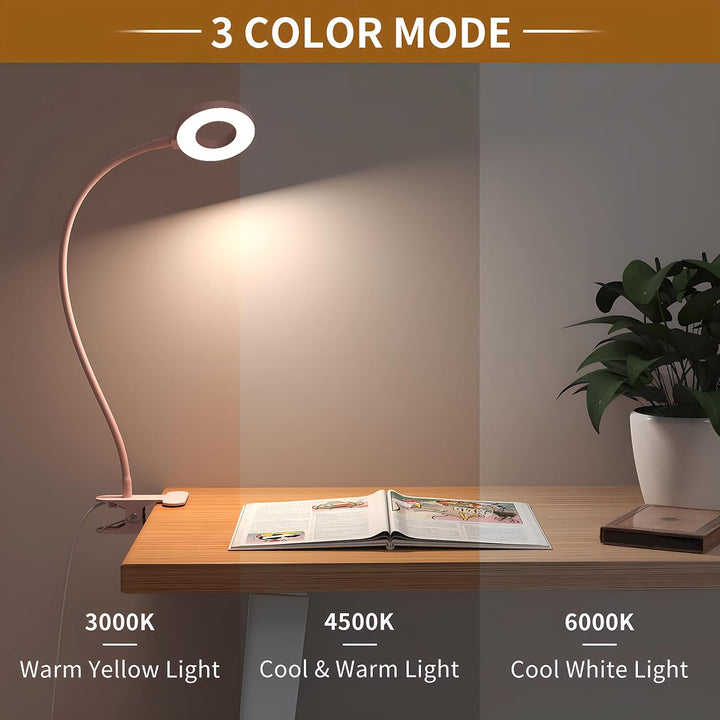 Skanto | 3 Farge Modus LED Skrivebord Klem Lampe med & Fleksibel Gås Nakke – Selvara (1+1 GRATIS)